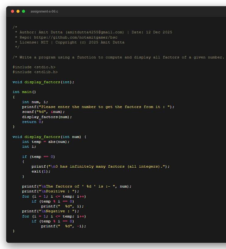 Write a program using a function to compute and display all factors of a given number.